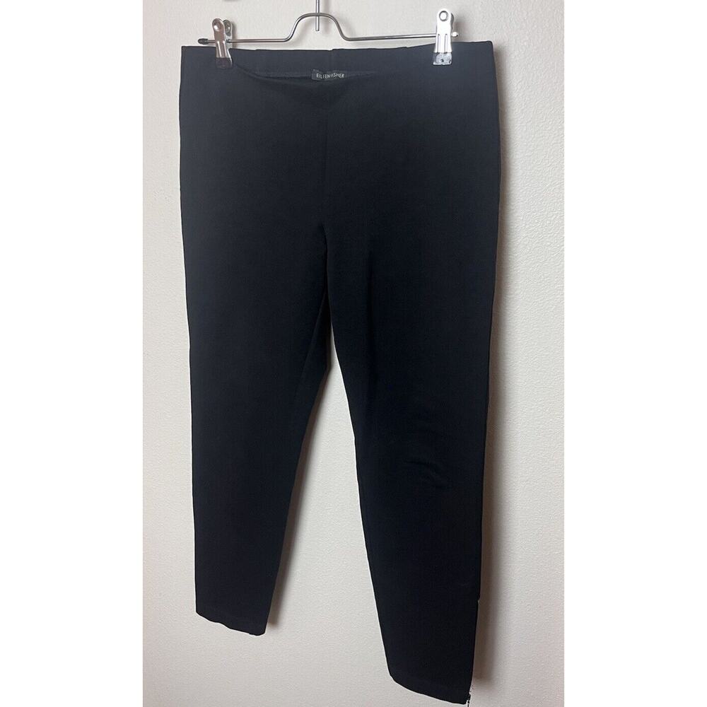 EILEEN FISHER Women’s Sz S/P Black Ponte Ankle Zip Hem Slim Stretch Pants - Picture 2 of 7